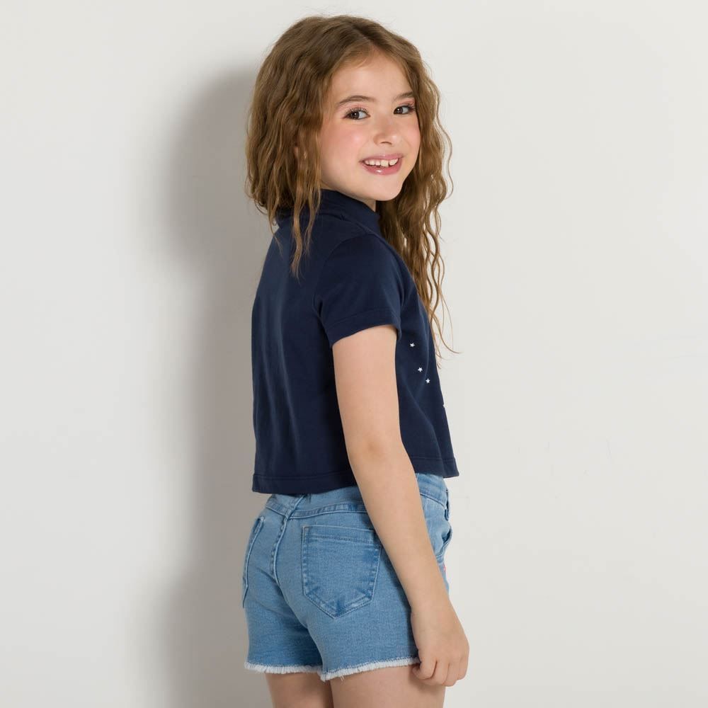 Cropped 4 a 10 anos Unicórnio Bordado Marmelada