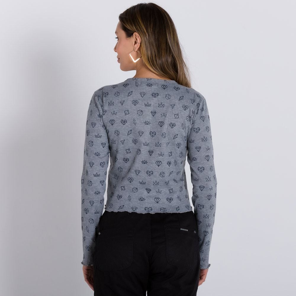 Cropped Canelado Estampado Boby Blues