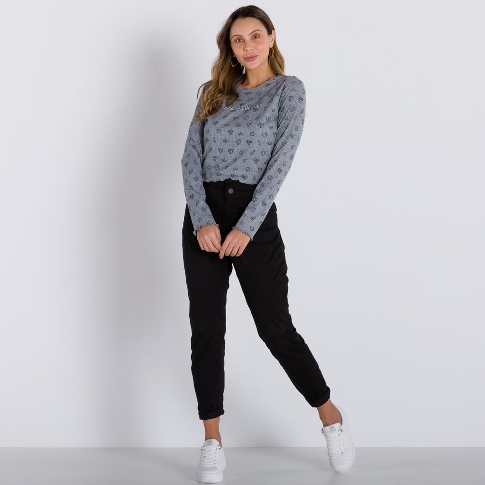 Cropped Canelado Estampado Boby Blues