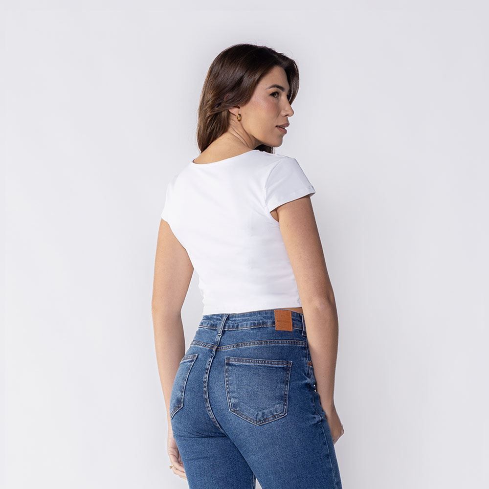 Cropped Feminino Canelado Em Poliamida Boby Blues