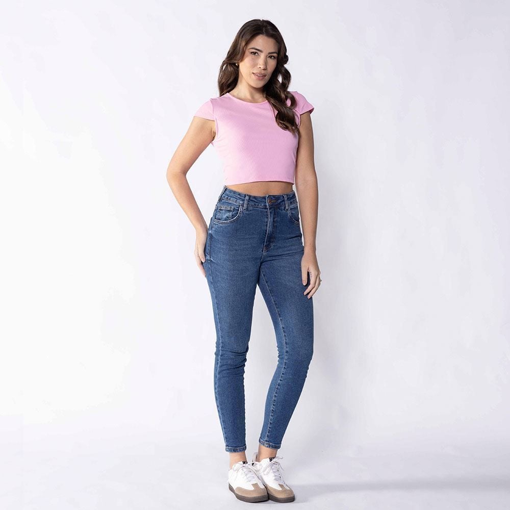 Cropped Feminino Canelado Em Poliamida Boby Blues