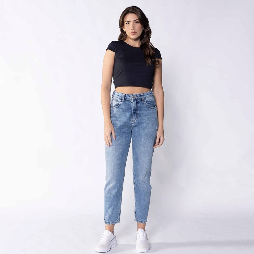 Cropped Feminino Canelado Em Poliamida Boby Blues