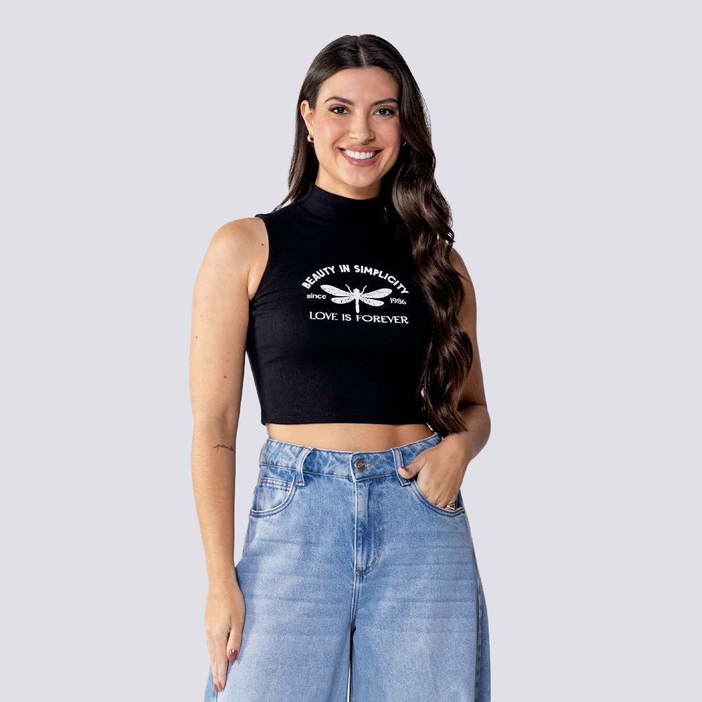 Cropped Feminino Com Gola Alta Beauty Boby Blues
