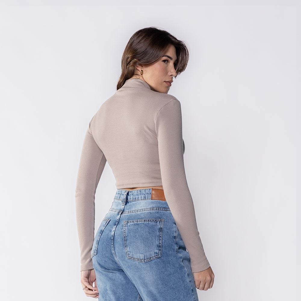 Cropped Feminino Com Gola Alta De Ribana Boby Blues