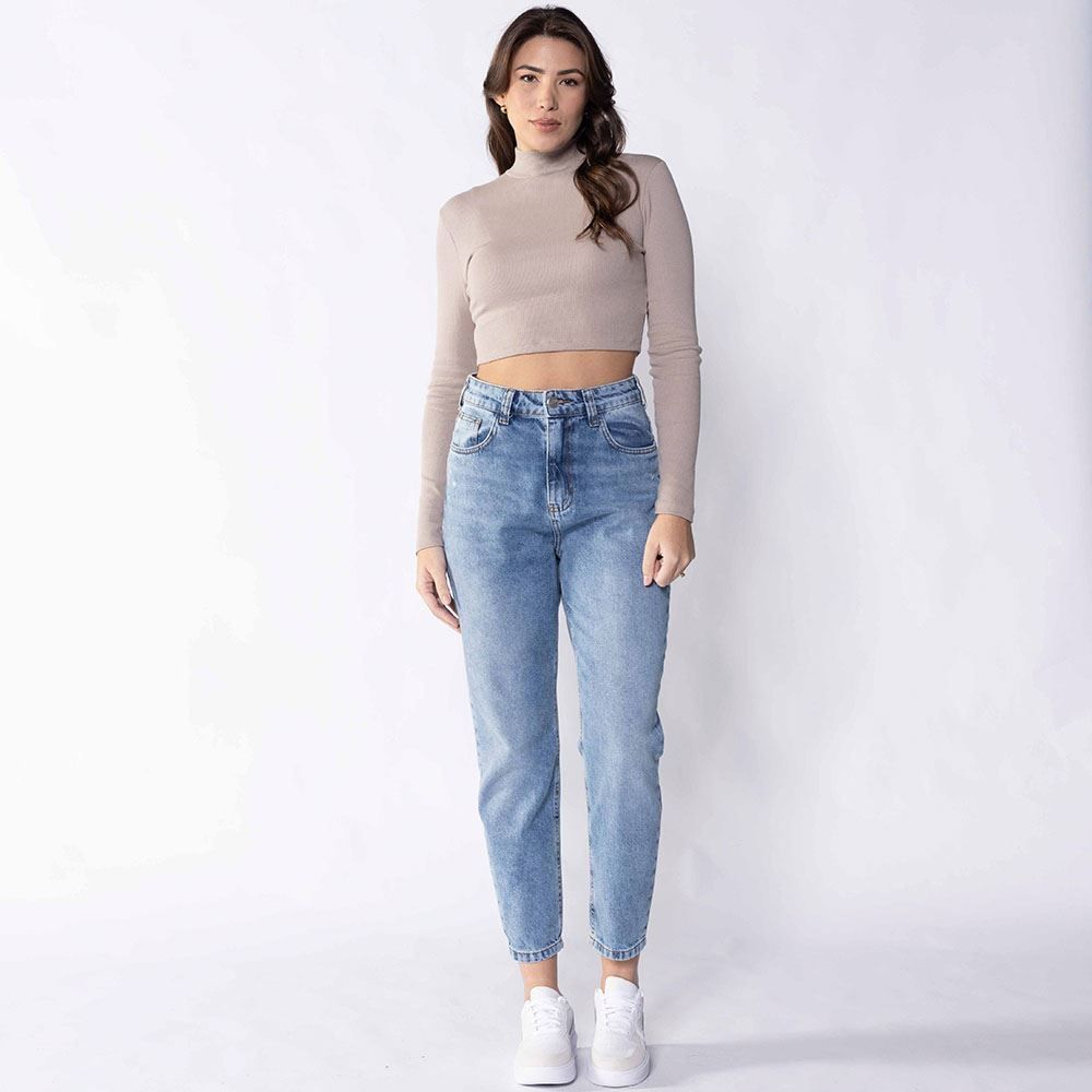 Cropped Feminino Com Gola Alta De Ribana Boby Blues