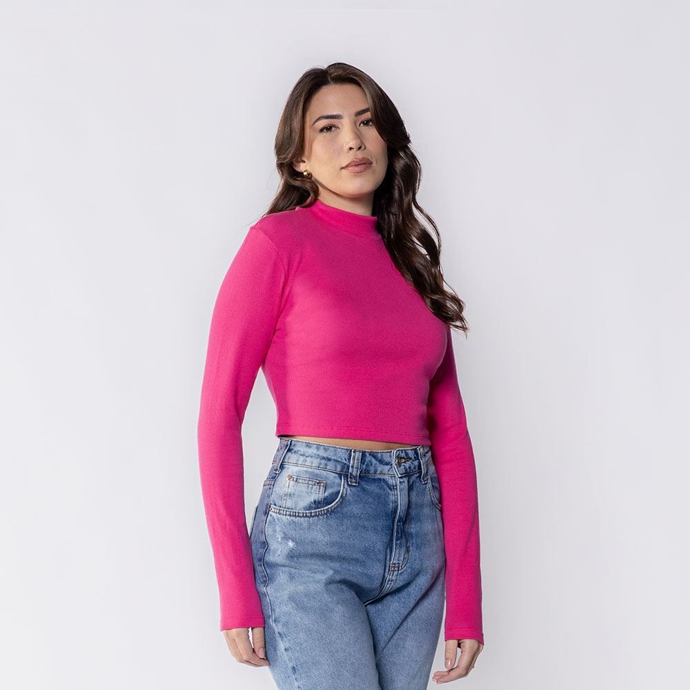 Cropped Feminino Com Gola Alta De Ribana Boby Blues