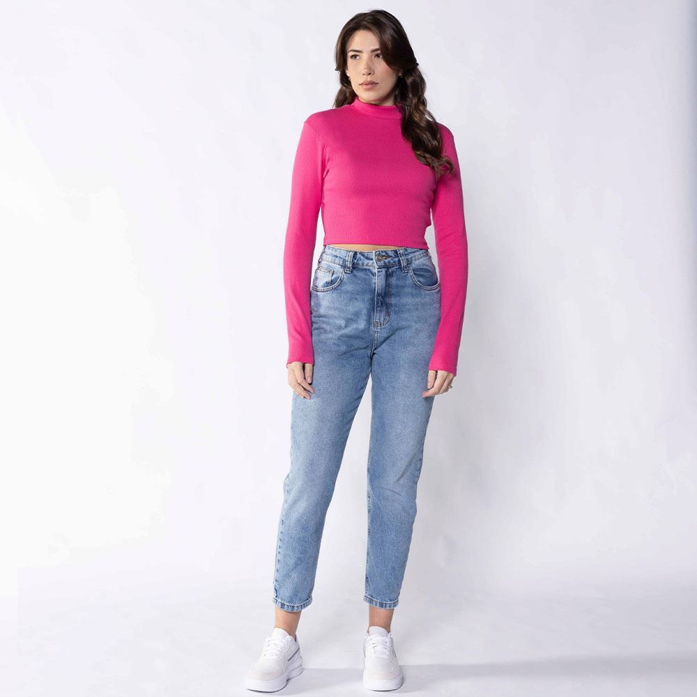 Cropped Feminino Com Gola Alta De Ribana Boby Blues