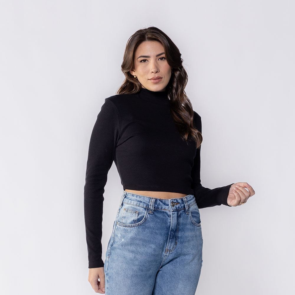 Cropped Feminino Com Gola Alta De Ribana Boby Blues