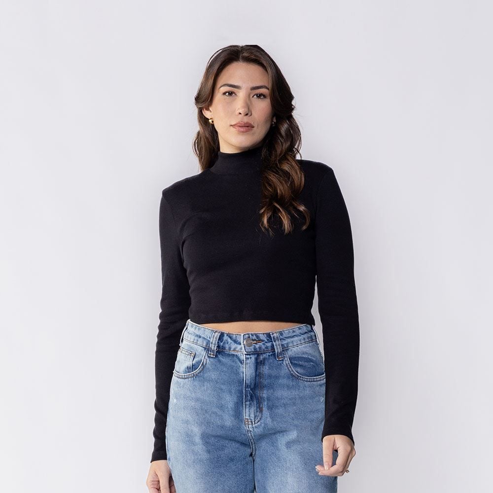 Cropped Feminino Com Gola Alta De Ribana Boby Blues