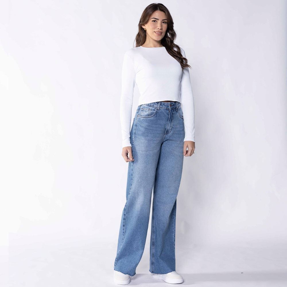 Cropped Feminino De Manga Longa Canelado Boby Blues