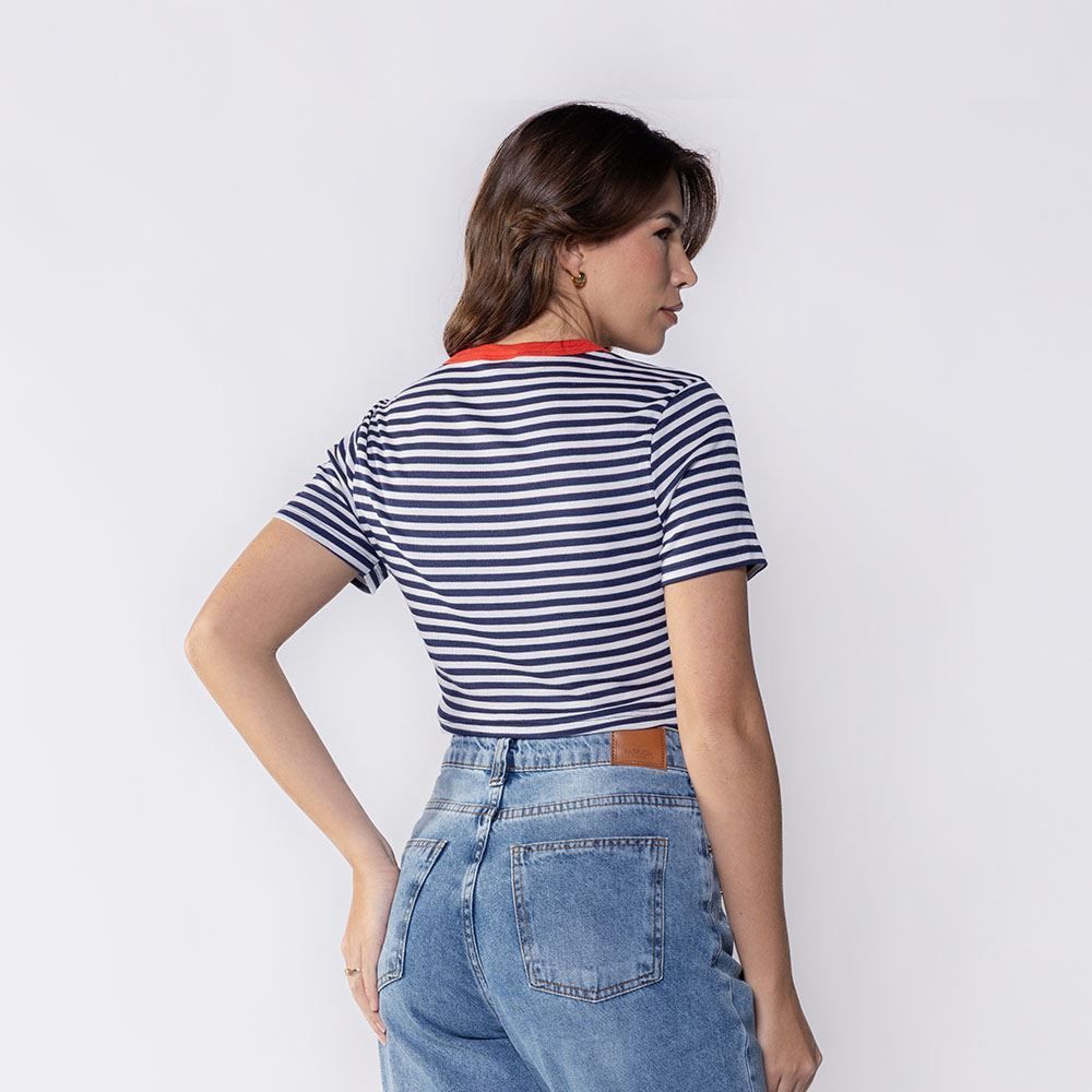Cropped Feminino Listrado Em Ribana Boby Blues
