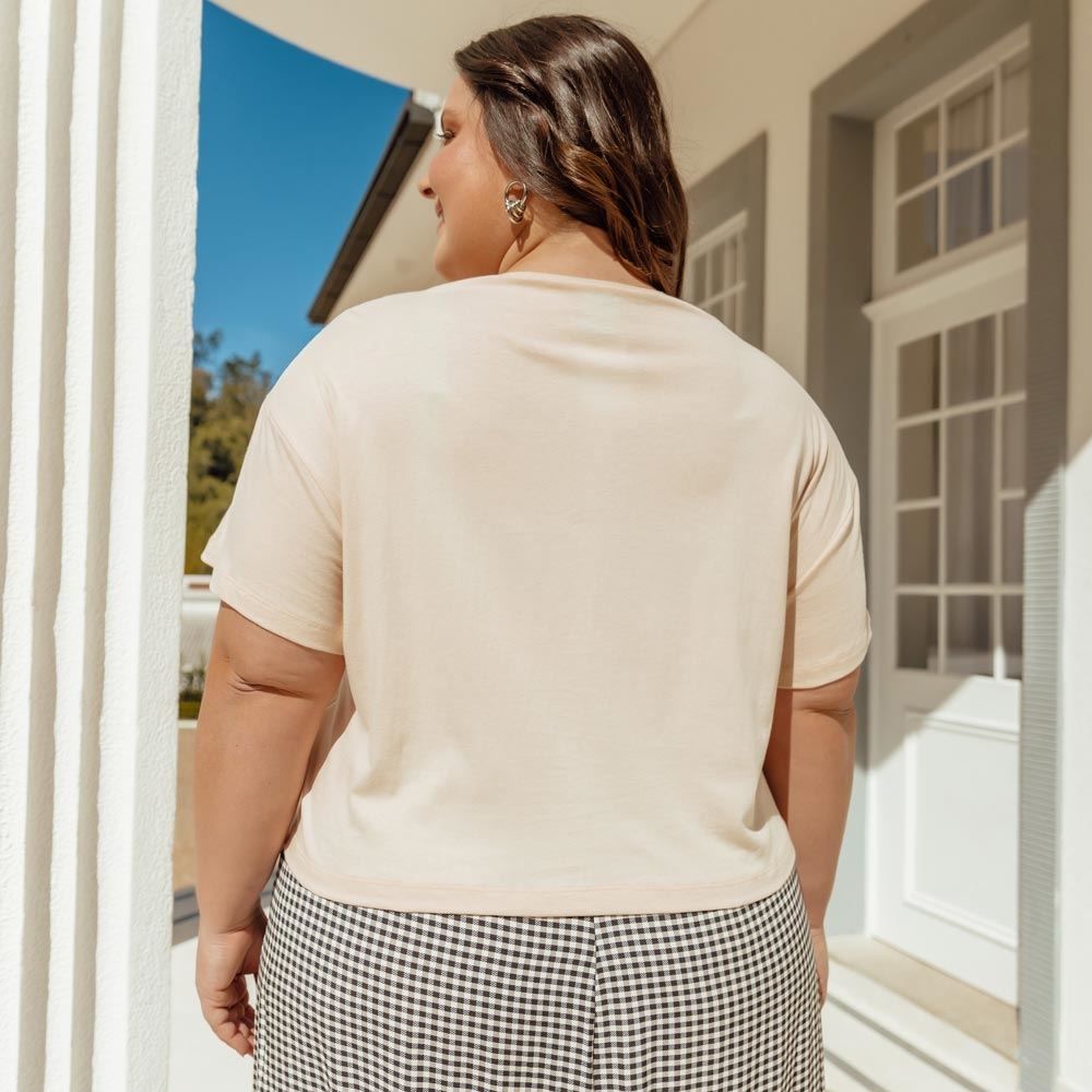 Cropped Plus Size Mini Estampas e Bordado Patrícia Foster Mais
