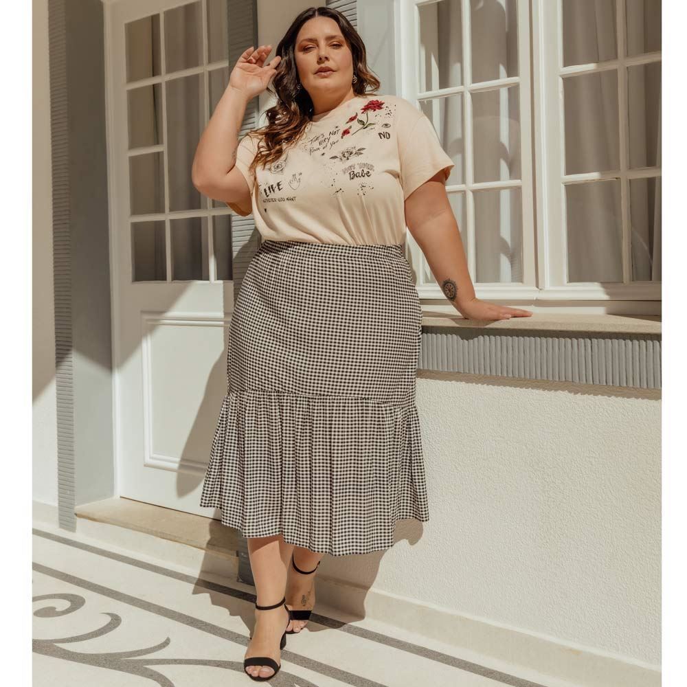 Cropped Plus Size Mini Estampas e Bordado Patrícia Foster Mais