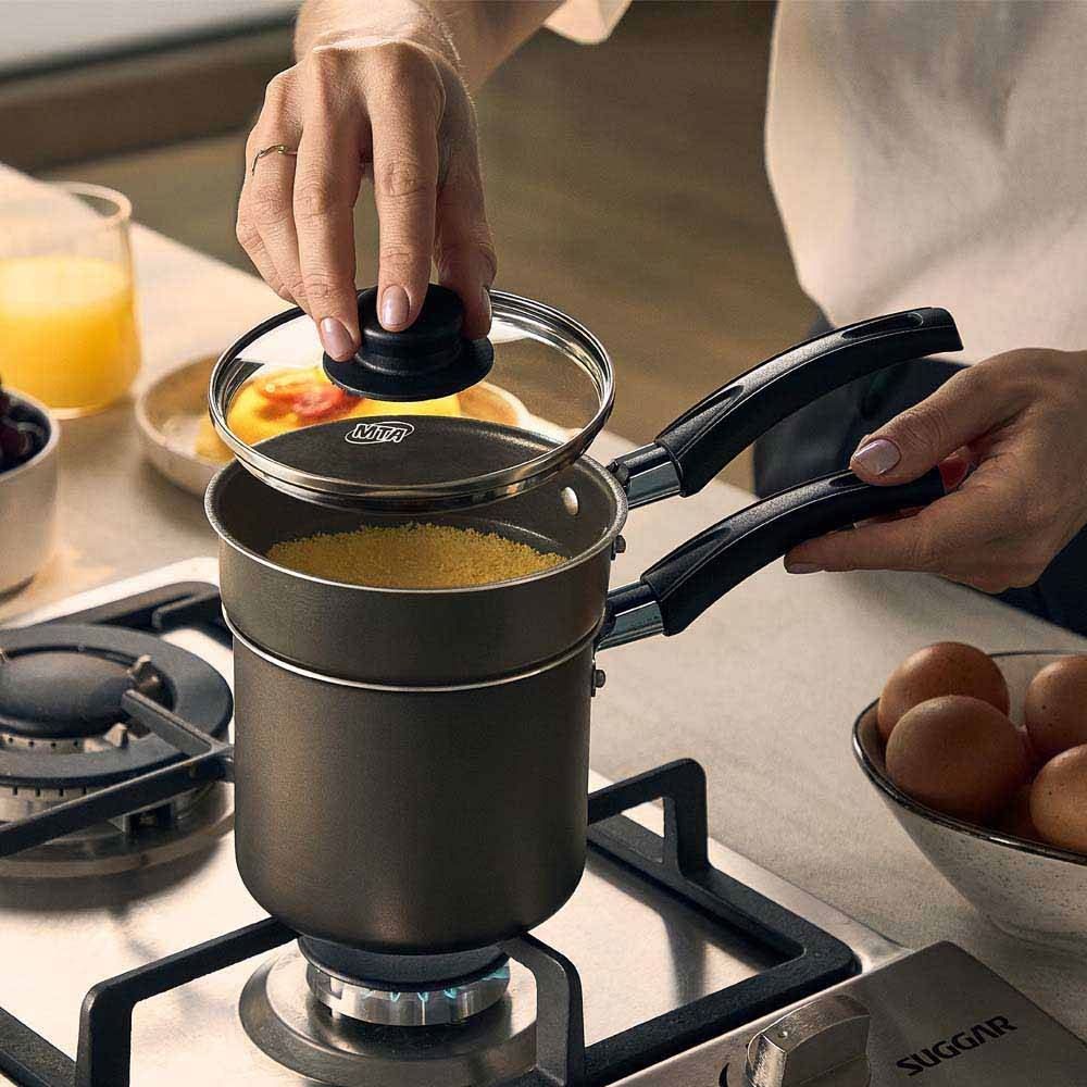 Cuscuzeira Antiaderente Mta 12Cm - Grafite