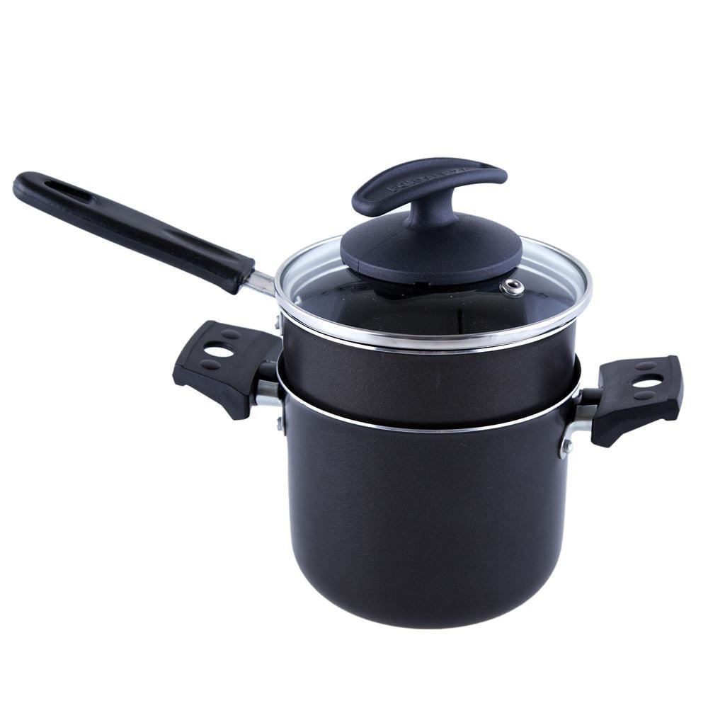 Cuscuzeira Com Tampa Em Vidro Fortaleza 12Cm - Preto