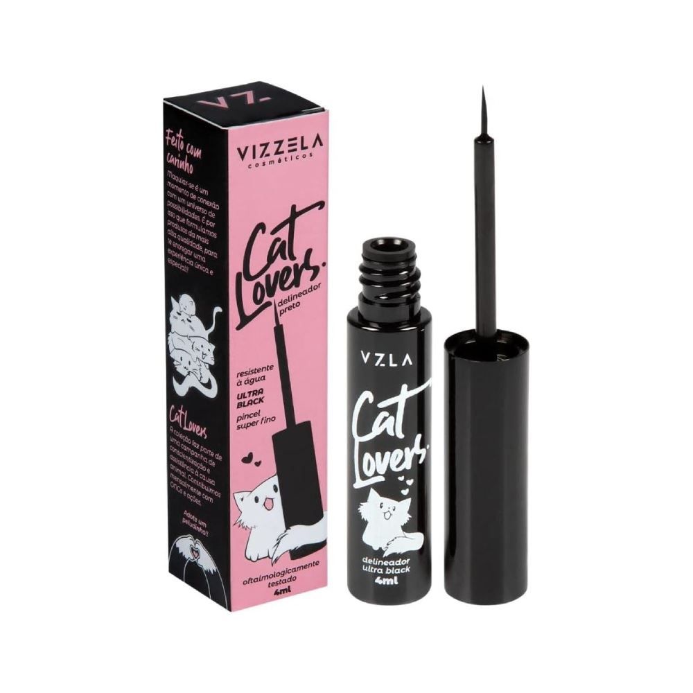 Delineador Líquido Preto Cat Lovers Vizzela - 4ml