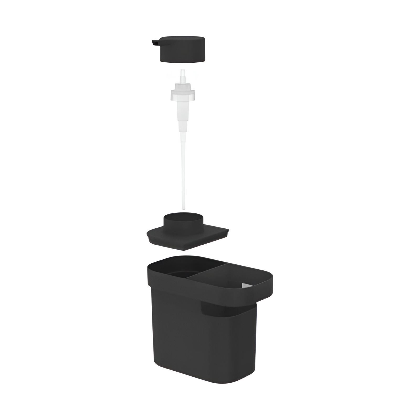 Dispenser Para Detergente Com Organizador De Pia Trium Ou 650Ml - Preto