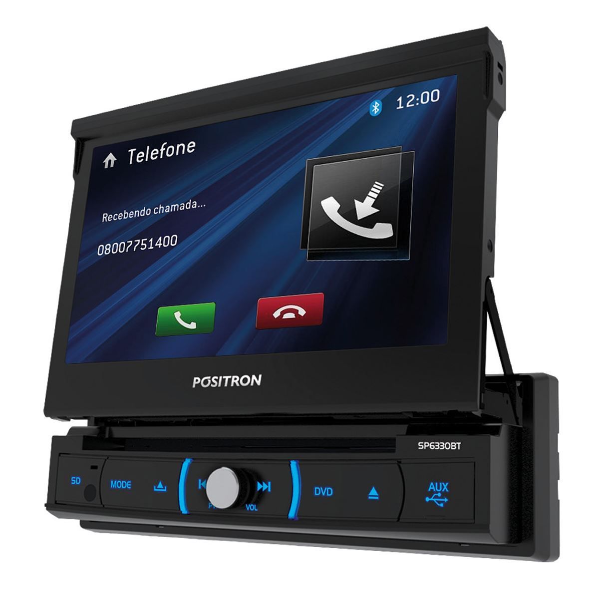 Dvd Player 7'' Retratil Com Bluetooth Positron - 1 DIN