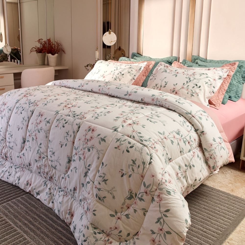 Edredom Casal 100% Algodão Buona Fortuna - Aurora Rosa