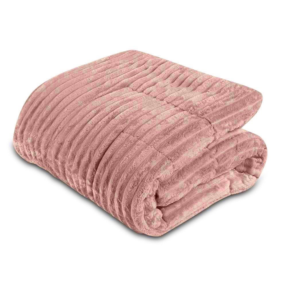 Edredom Casal 100% Poliéster Premier Canelado Havan Casa - Rosa Argila