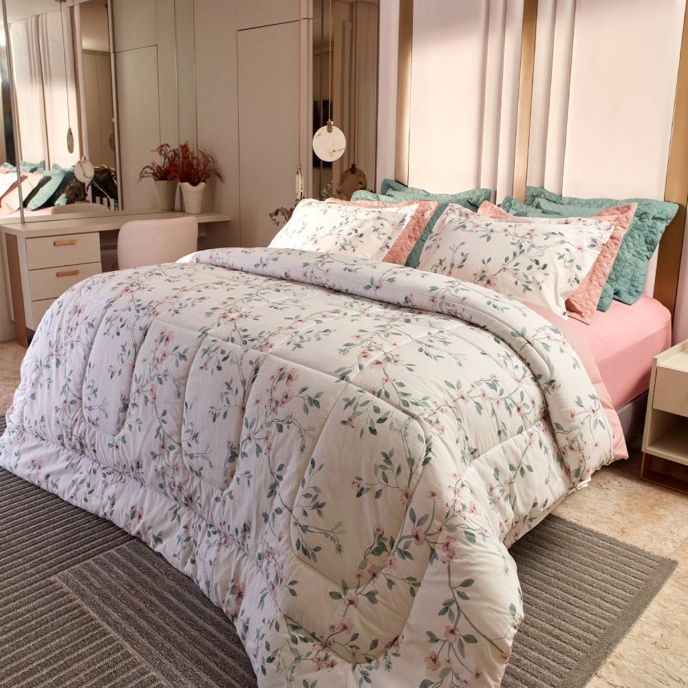 Edredom Casal 100% Algodão Buona Fortuna - Aurora Rosa