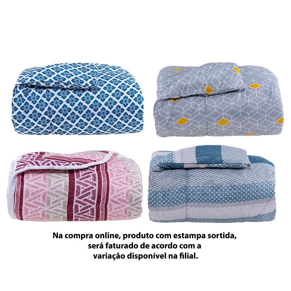 Edredom Casal 190X210cm Microfibra Geometrico Varias Estampas - Sortido