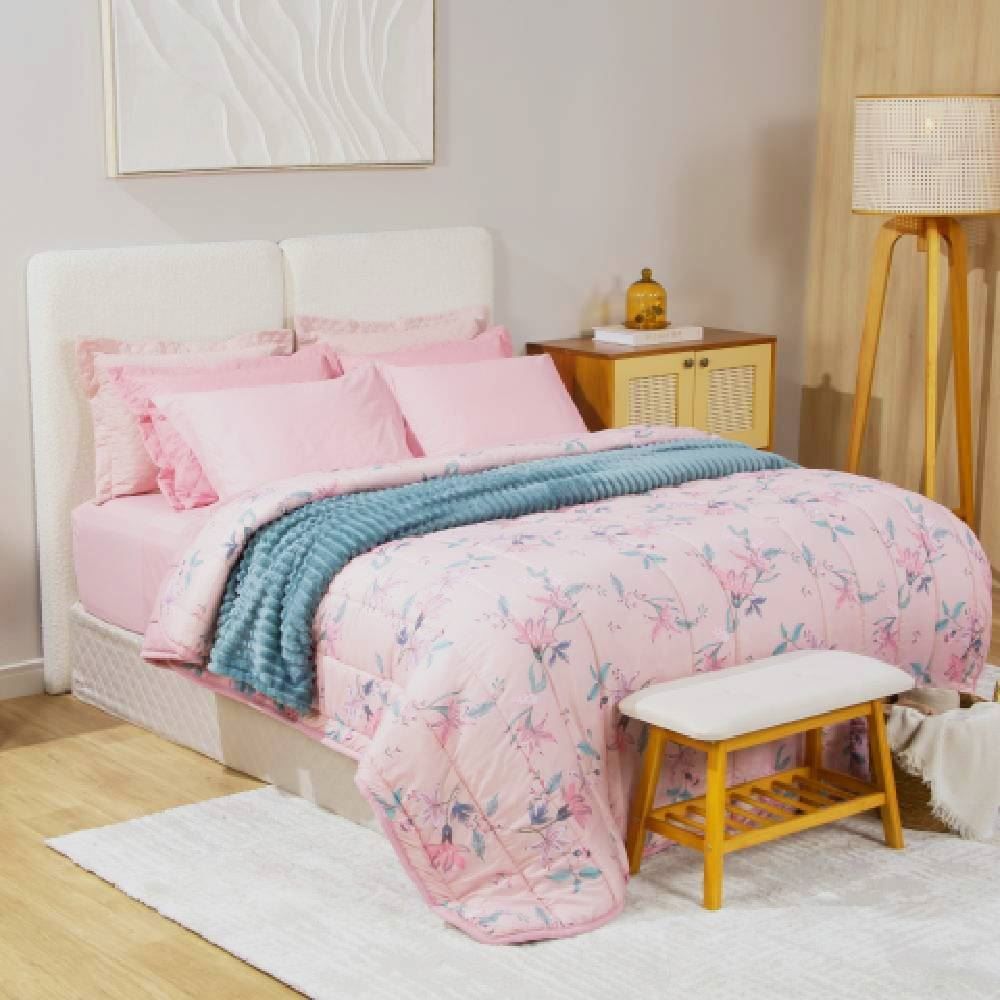 Edredom Casal Dupla Face Napoli Havan Casa - Ayla Rosa