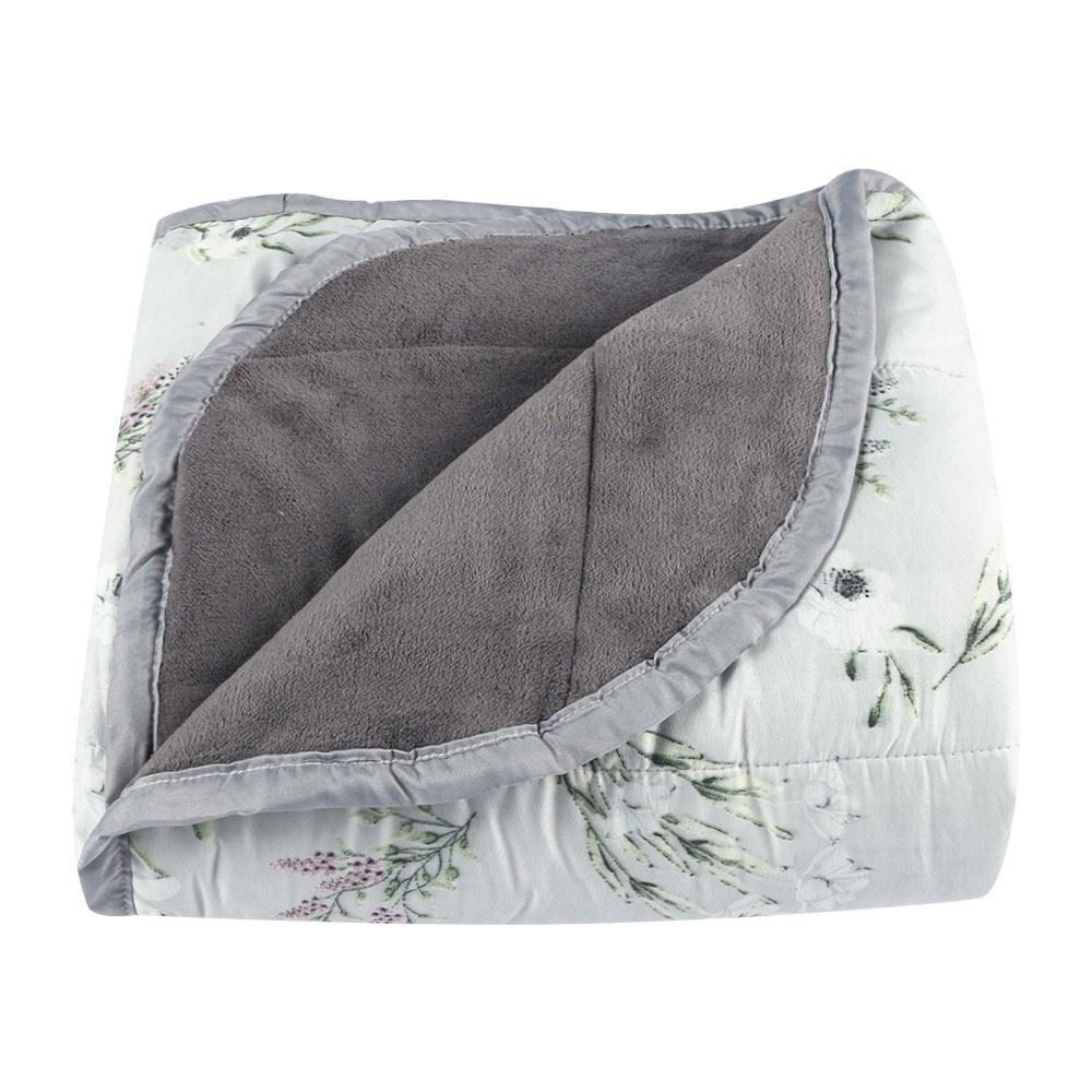 Edredom Casal Plush E Dupla Face Napoli Havan Casa - Floral Cinza