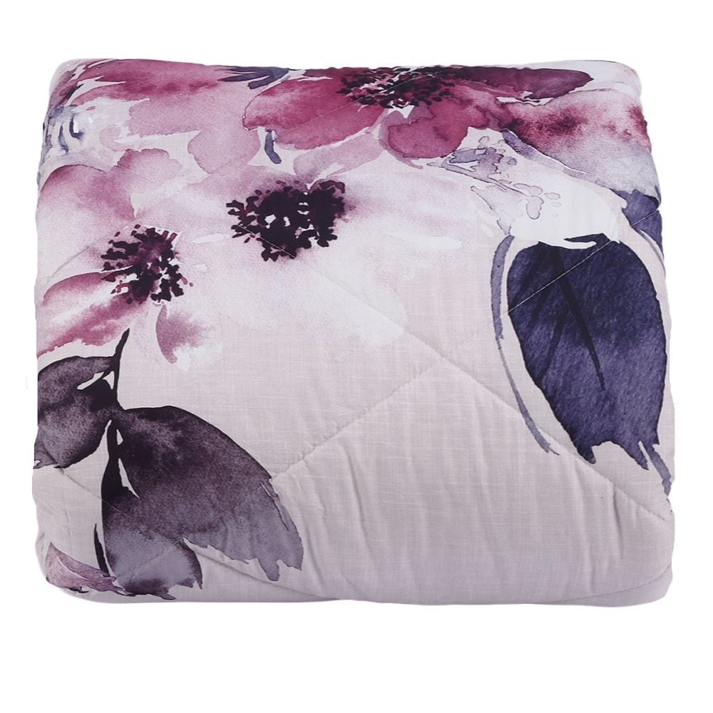 Edredom Casal Dupla Face Plush Versátile Havan Casa - Cecília Floral Rosa