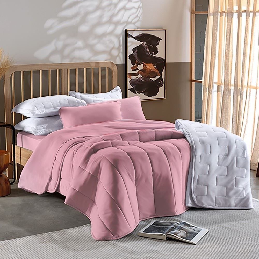 Edredom Casal Malha Dupla Face Havan Casa - Rosa Make