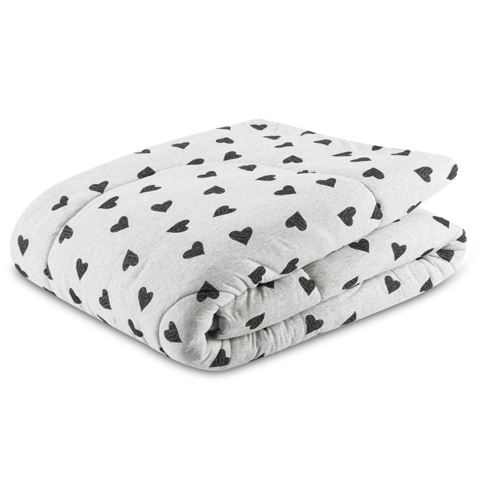 Edredom Casal De Malha Urban Confort Havan Casa - Corações Cinza