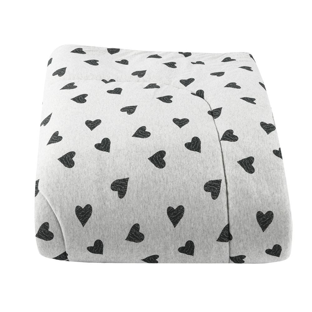 Edredom Casal De Malha Urban Confort Havan Casa - Corações Cinza