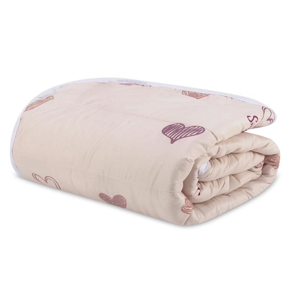 Edredom Casal Microfibra 100% Poliéster Kids Solecasa - Coração Rosa