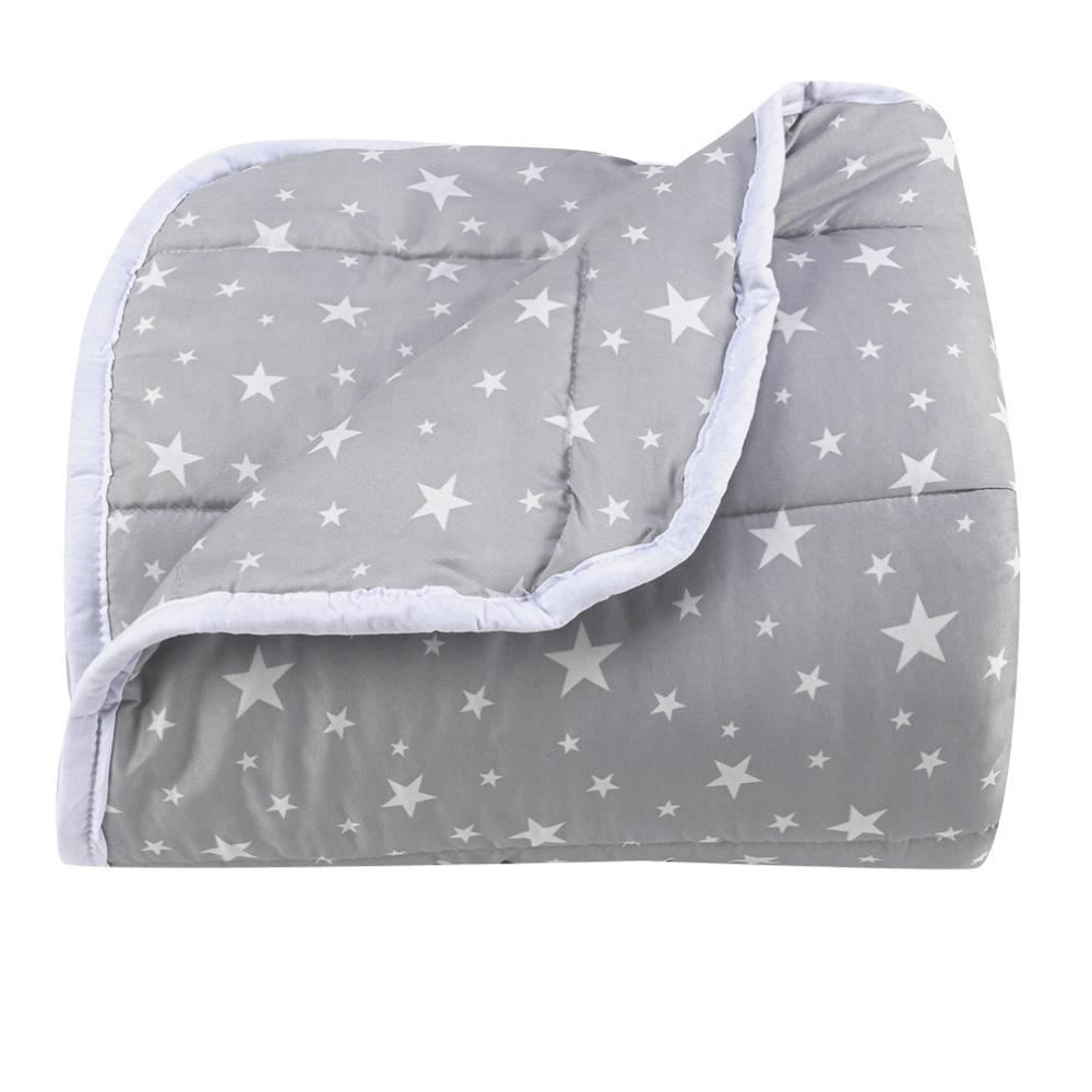 Edredom Casal Microfibra 100% Poliéster Kids Solecasa - Estrelas Cinza