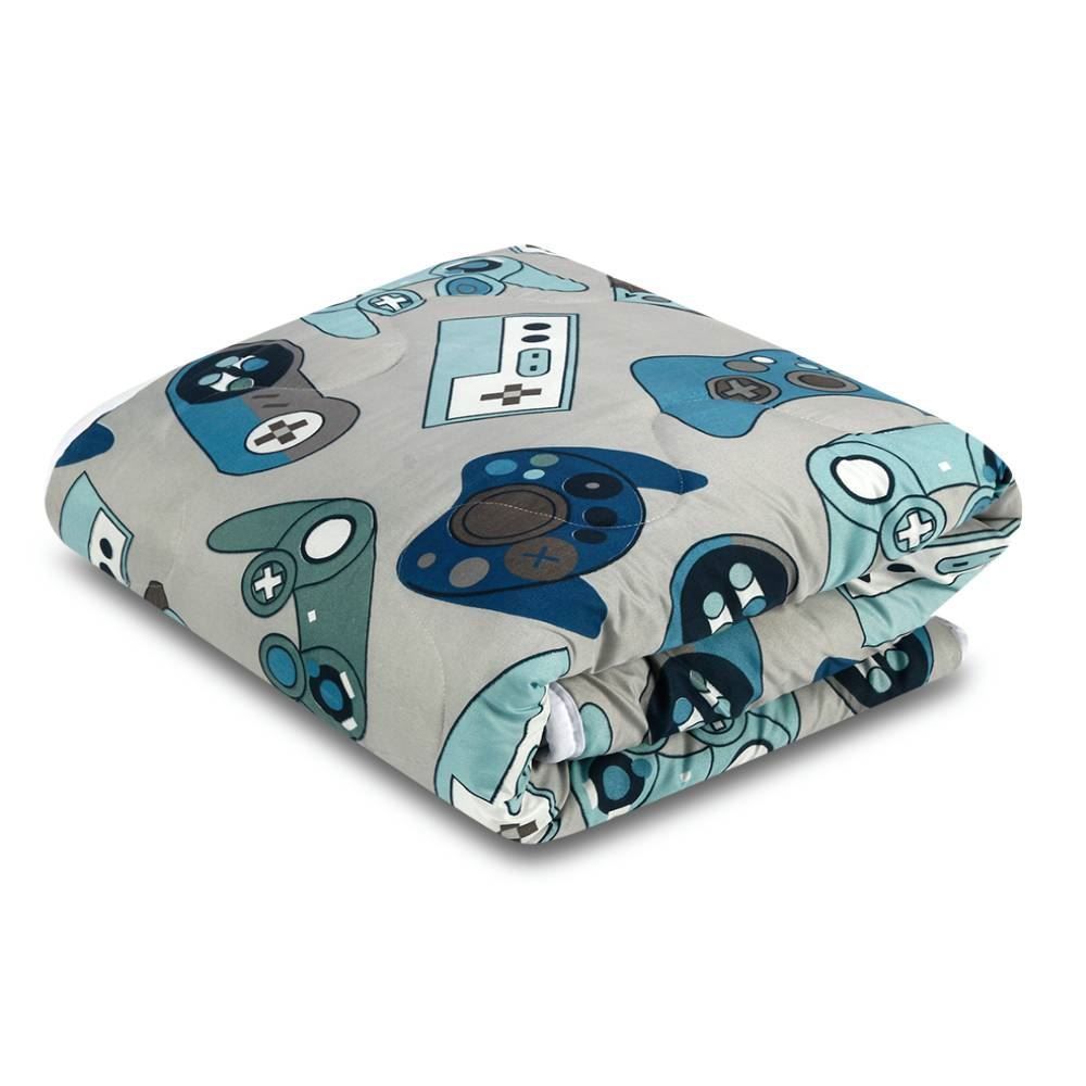 Edredom Casal Microfibra 100% Poliéster Kids Solecasa - Game Azul