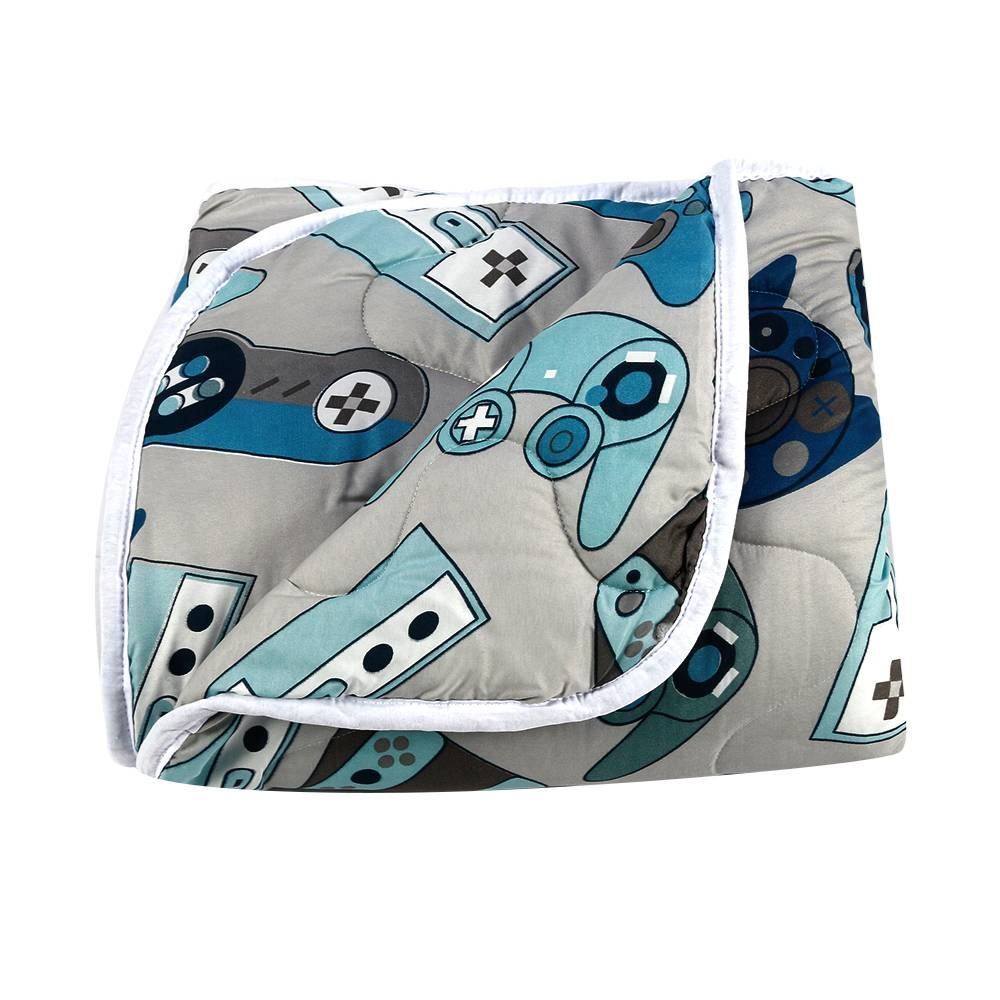 Edredom Casal Microfibra 100% Poliéster Kids Solecasa - Game Azul