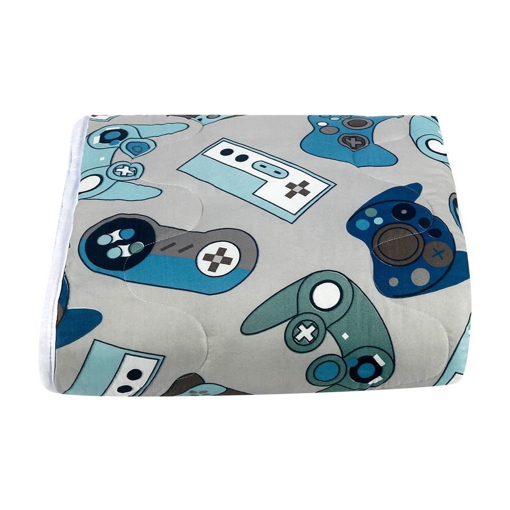 Edredom Casal Microfibra 100% Poliéster Kids Solecasa - Game Azul