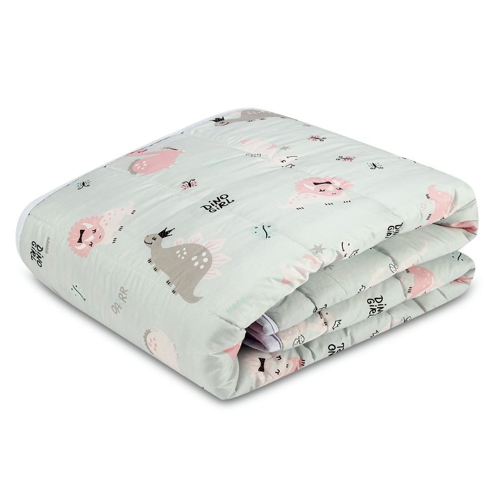 Edredom Casal Microfibra 100% Poliéster Kids Solecasa - Dino Rosa