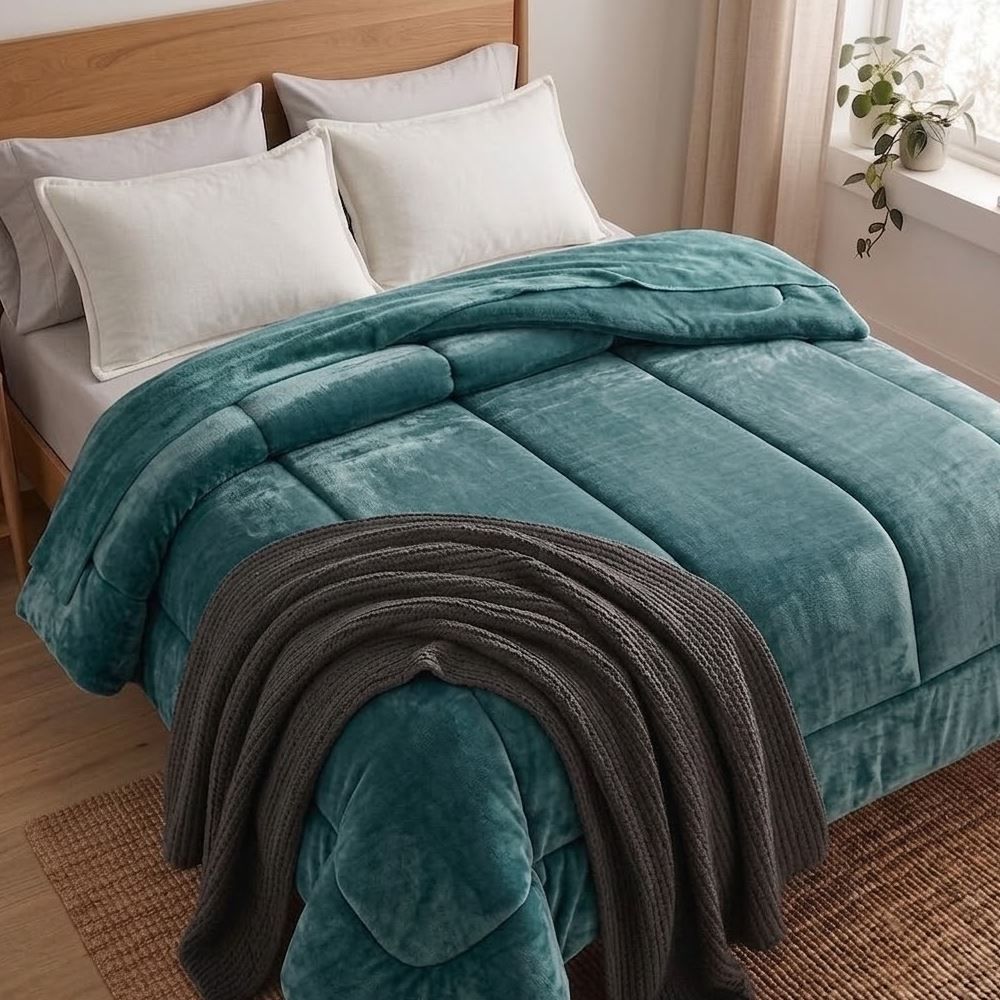Edredom Casal Plush Inove Provence Havan Casa - Verde