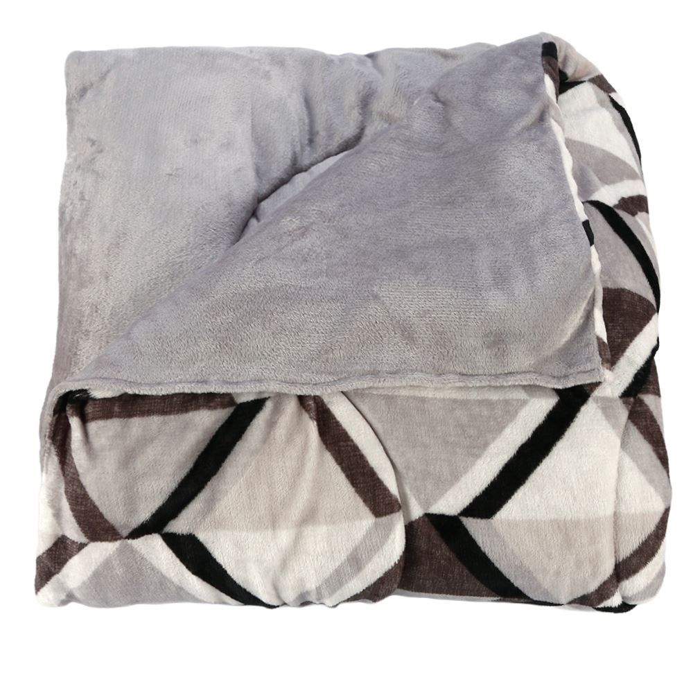 Edredom Casal Plush Inove Provence Havan Casa - Ravi Geo Cinza