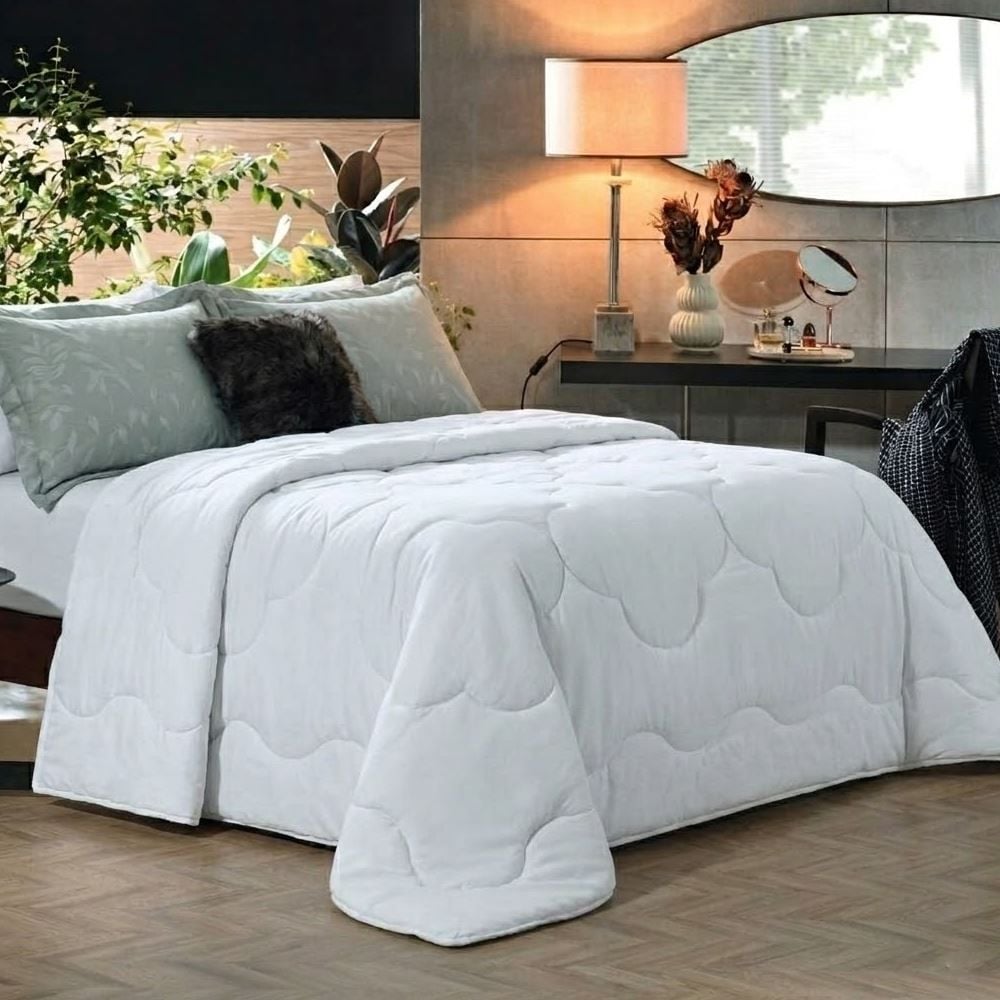 Edredom King 100% Poliéster Elegance Havan Casa - Branco