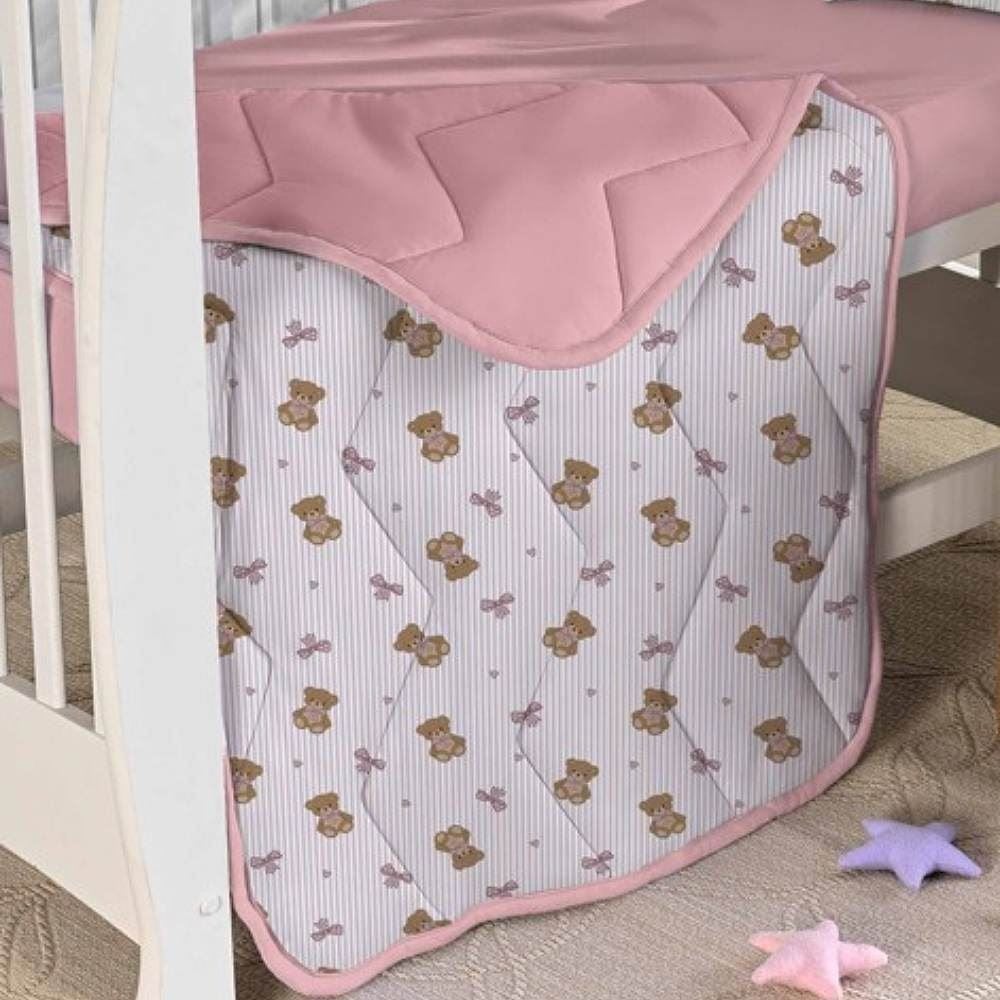 Edredom para Berço Malha 100% Algodão Havan Baby - Urso Rosa