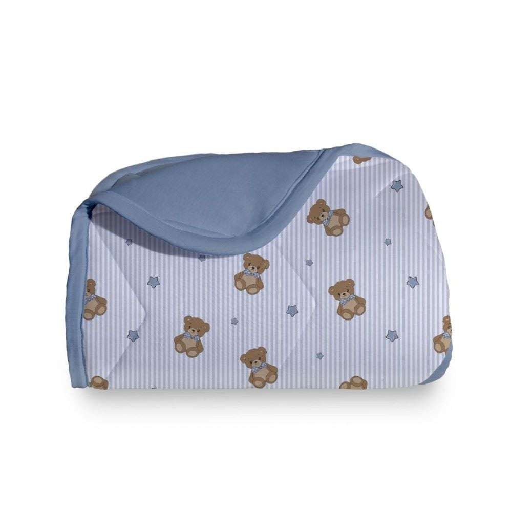 Edredom para Berço Malha 100% Algodão Havan Baby - Urso Azul