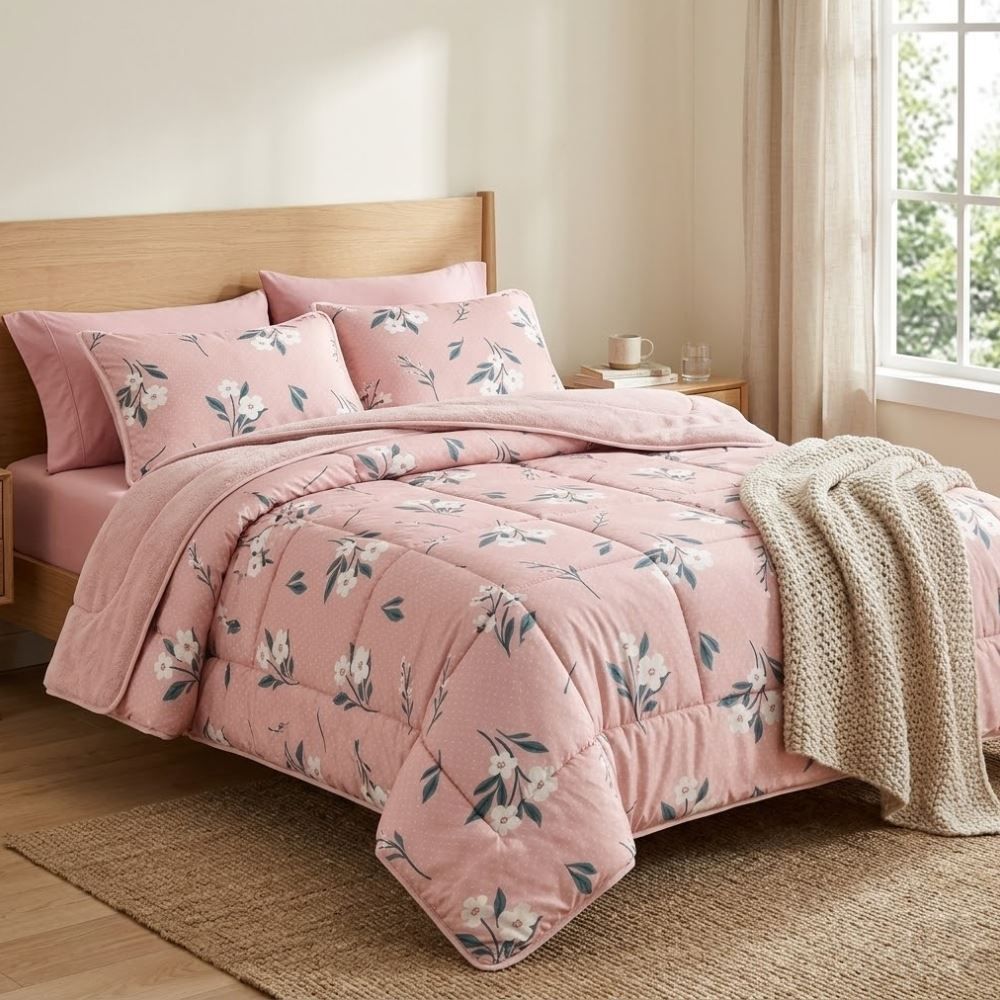 Edredom Queen Estampado Bellagio Havan Casa - Luna Floral Rosa