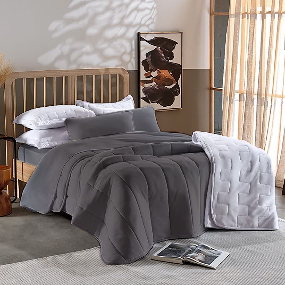 Edredom Queen Malha Dupla Face Havan Casa - Cinza