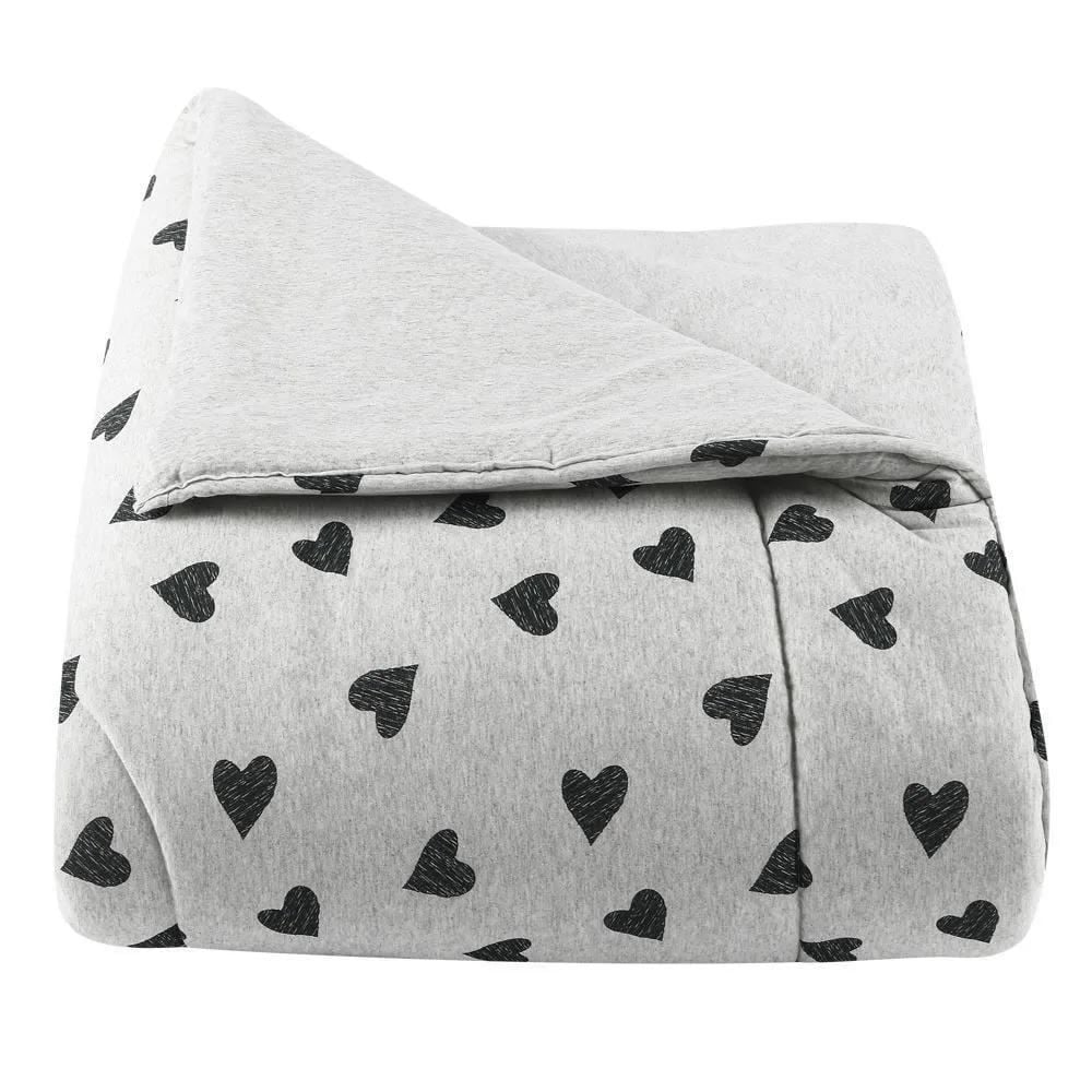 Edredom Queen De Malha Urban Confort Havan Casa - Corações Cinza