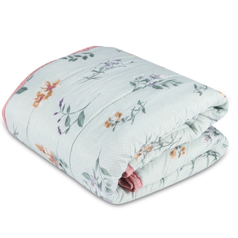 Edredom Queen Plush E Dupla Face Napoli Havan Casa - Floral Verde