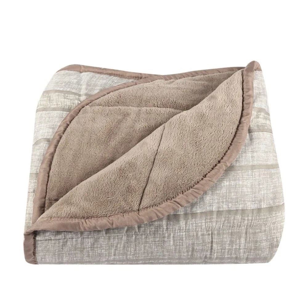 Edredom Queen Plush E Dupla Face Napoli Havan Casa - Geométrico Taupe