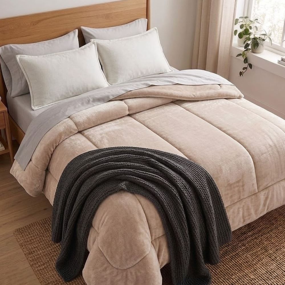 Edredom Queen Plush Inove Provence Havan Casa - Bege