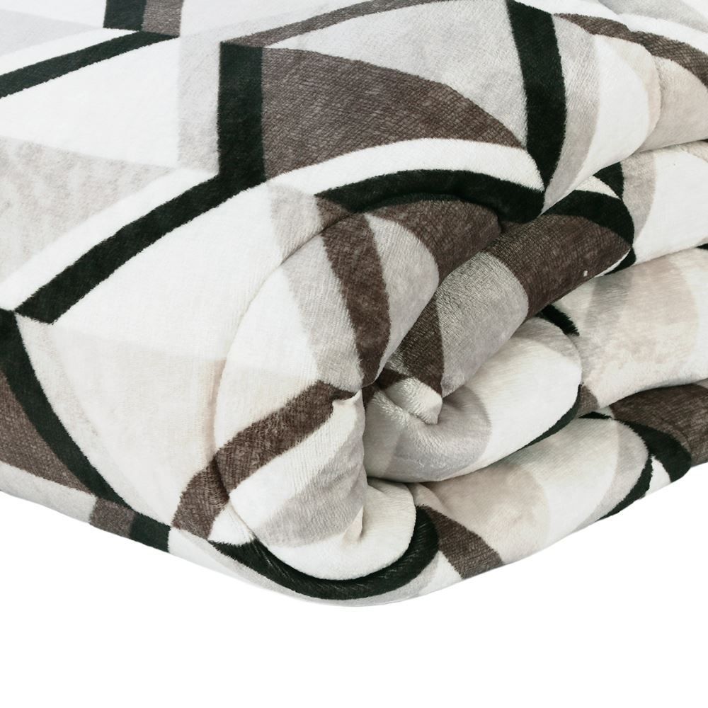 Edredom Queen Plush Inove Provence Havan Casa - Ravi Geo Cinza